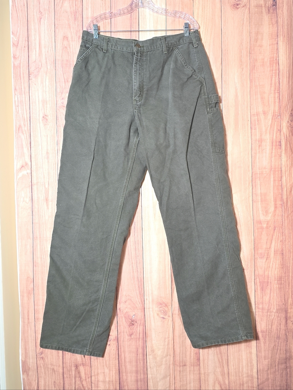Carharrt Dungaree Fit Men's Olive Green Work Pants  Straight  B11MO Size  36x34